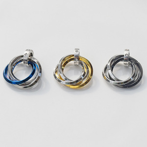 Three <b>Ring</b> Stainless Steel Pendant Charm Geometric <b>Circle</b> Design Unisex Jewelry Accessory For Necklace Sweater Chain DIY - Product Image 2