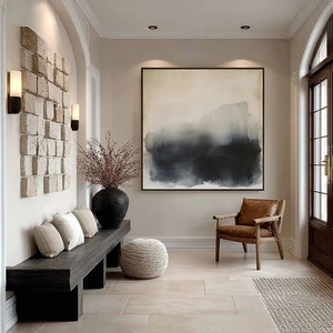 Pintura al Óleo Abstracta Minimalista de Sombras de Atardecer en Tonos Neutros, Pintura Artística en Lienzo Pintada a Mano para Decoración de Sala de Estar - Product Image 3