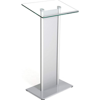 Trépied en verre transparent avec panneau avant en aluminium, corps et Base en aluminium argenté