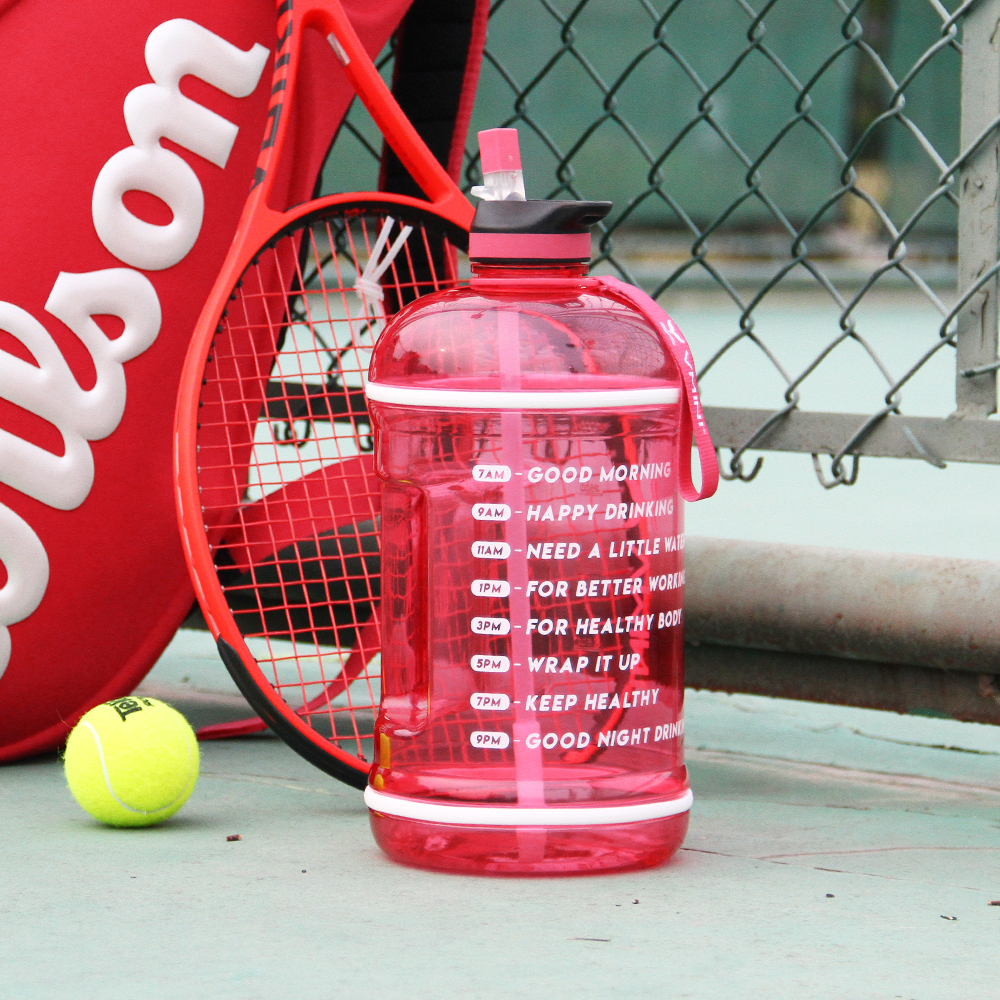 gallons bouteille d'eau en plastique paille couvercle bouteille motivation Marqueur Temporel Rappel, logo personnalisé SANS BPA