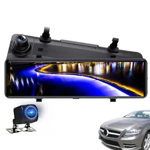 Ayna çift lensli araba çizgi kam DS1202 WIFI GPS 4K ön ve arka 1080P 12 "IPS dokunmatik ekran Dash kamera video-araba için registrator