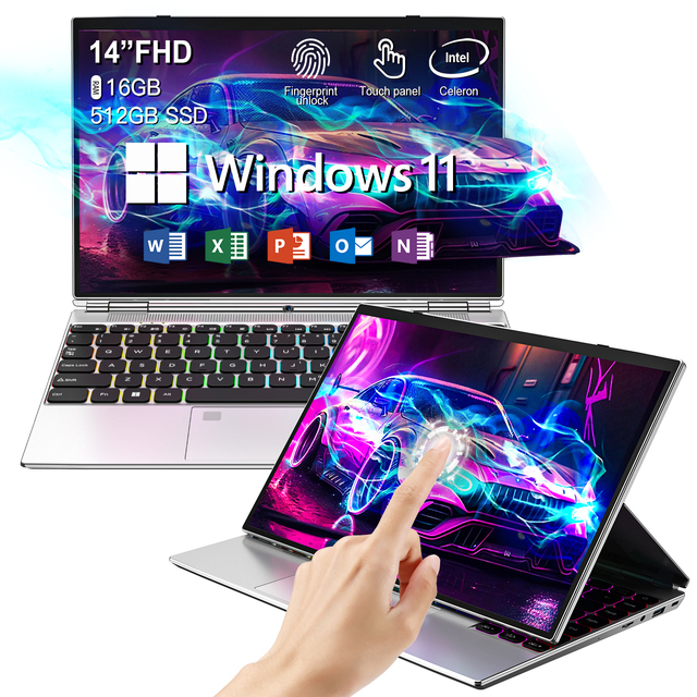 Hot Selling HL140S 2 in 1 Laptop Tablet 14Inch TouchScreen Intel N95 16GB RAM 512GB 1TB SSD Notebook PC Laptop for Business Home