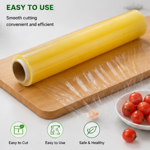 Film alimentaire en PE de qualité alimentaire, résistant à l'humidité, rouleau de film plastique de 300 m de longueur et 45 cm de largeur pour l'emballage de gelée et de lait - Product Image 4