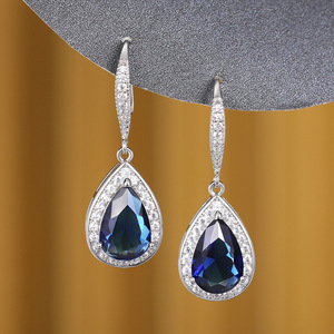Orecchini pendenti blu da donna, accessori per l'orecchio vintage alla moda per l'uso quotidiano - Product Image 2