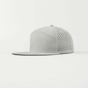 Casquette Snapback personnalisée en gros, 6 panneaux, visière plate, bleu marine, imperméable, structurée, logo brodé 3D, maille perforée au laser - Product Image 3