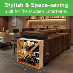 Nutrichef X-Shelf Wine Rack Bamboo 12 Bottle Storage Desktop Display <b>Bar</b> <b>Tool</b> - Product Image 2