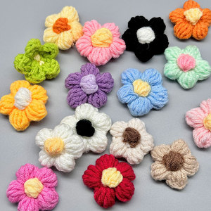 Hand Knitted Yarn Flowers 4cm <b>Puff</b> Flower Clothing Accessories Hair Shoes <b>Bag</b> Decorations - Product Image 4