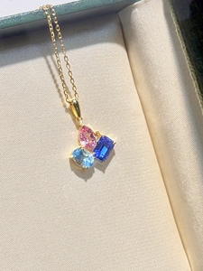 Juego de Joyería de Plata 925 con Cristal Marroquí de UM Jewelry, para Boda o Compromiso (Colgante/Anillo), Chapado en Oro de 18K, con Cristales de Laboratorio de Colores - Product Image 5