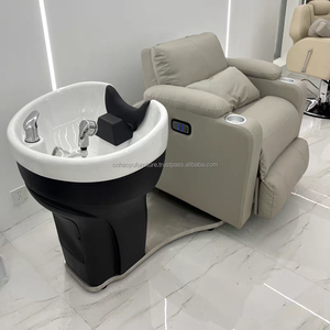 Sillón de Champú Moderno y Lujoso con Rotación y Reclinación, Lavabo de Cerámica, Reposapiés Ajustable para Salones, Hoteles y Talleres - Product Image 2