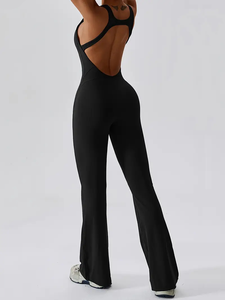 บอดี้สูทโยคะสำหรับผู้หญิงบอดี้สูทสำหรับเล่นโยคะแบบเปิดหลังมีเปลวไฟใส่สบายยืดหยุ่น - Product Image 5