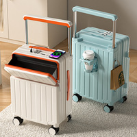 Valise cabine 20 pouces à ouverture frontale pour voyages d'affaires, avec poignée large, coque rigide en ABS et roulettes silencieuses