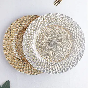 Reusable Glass Plate Under Elegant Glass Wedding Event Party Wholesale Glass Charger Plate