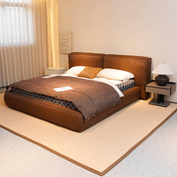 Modernes Luxus-Leder-Schlafzimmerset: Weiches, getuftetes Bett in hoher Qualität, minimalistisches Design, King-/Queen-Size, langlebiger Bettrahmen mit Stauraum für