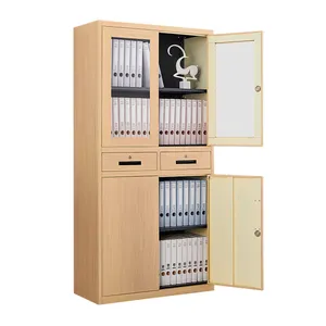 Factory high quality wood like doors metal cabinet filing storage wooden pattern furniture