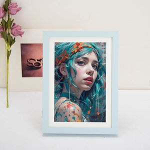 Cornice Portafoto B&C ART 8.5x12 Pollici in MDF Blu - Cornice da Tavolo Personalizzata per Esposizione di <span class=keywords><strong>Disegni</strong></span> e <span class=keywords><strong>Collage</strong></span> per Bambini - Product Image 1