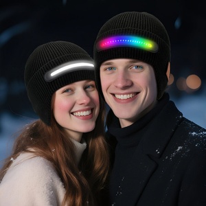 Bonnet <span class=keywords><strong>LED</strong></span> lumineux chaud d'hiver rechargeable lavable avec casque audio sans fil et écouteurs sportifs – Cadeau - Product Image 5