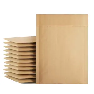 Envelope de papel acolchoado para envio por correspondência com impressão de logotipo personalizado Kraft Bubble Mailers