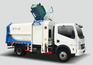 รถบรรทุกขยะขนาดเล็ก 7 ลูกบาศก์เมตร ขับเคลื่อนด้วยเครื่องยนต์ดีเซล เกียร์ธรรมดา ระบบขึ้นท้าย 4x2 พร้อมปั๊ม สำหรับขาย - Product Image 2