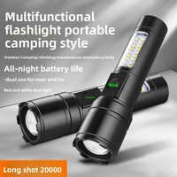 Lampe de poche tactique LED portable 1000 lumens COB étanche rechargeable par USB en alliage d'aluminium IP65 faisceau réglable 300-400M