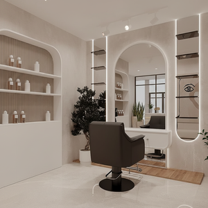 Moderna Estación de Barbería de Lujo en Dorado y Negro con Material de Madera y Espejo de Salón para Uso Comercial en Barberías - Product Image 2