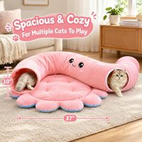 Lit tunnel pour chats d'intérieur, tubes pour chats avec jouets interactifs, donut de jeu pliable