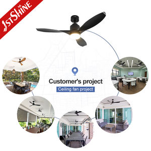 Ventilador de techo LED 1stshine, aspas de plástico, Control remoto inteligente, viento suave, ventilador de techo negro de alta velocidad con luz - Product Image 5