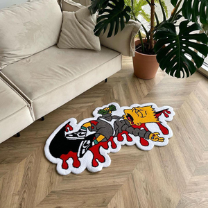 Karpet lantai berumbai desain kartun mode ukuran kustom karpet Area potong pola Anime untuk luar ruangan - Product Image 2