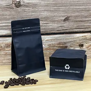 AT PACK Matte Black 250g Coffee Bags Eco-Friendly 1KG Coffee Bags With Valve And Zipper For Coffee Roasters Food-Grade Packaging