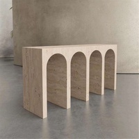Console d'entrée murale en travertin Geju de style Wabi-sabi, étagère de rangement créative pour couloir