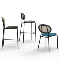 Chaises de salle à manger en bois de style nordique moderne, en rotin avec cadre en métal pour restaurant, chaise ronde avec dossier en osier, DC-1676