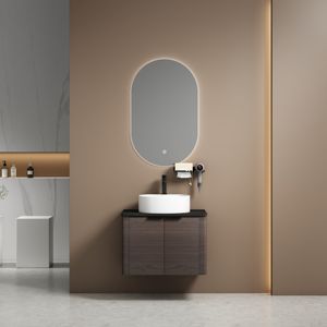 Nouveau design 2026 : Meuble <span class=keywords><strong>de</strong></span> <span class=keywords><strong>salle</strong></span> <span class=keywords><strong>de</strong></span> <span class=keywords><strong>bain</strong></span> mural en PVC <span class=keywords><strong>de</strong></span> 60 cm avec vasque en céramique et <span class=keywords><strong>miroir</strong></span> LED - Product Image 1