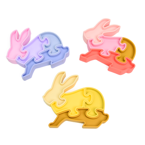 Puzzle en Silicone chaud avec forme d'Animal de lapin pour bébé enfants blocs de construction empilables sans Bpa doux <span class=keywords><strong>Montessori</strong></span> dentition à - Product Image 2