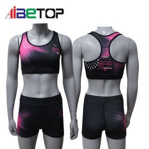 Ropa de práctica de tinte completo y Top corto y pantalones cortos de alegría personalizados 100% Ropa de práctica de Top corto de alegría con pantalones cortos de mariposa - Product Image 5