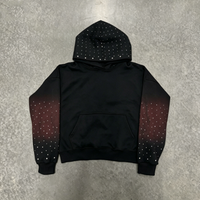 Ensemble de sweats à capuche personnalisés pour hommes, surdimensionnés, avec strass et cristaux intégrés, imprimé vintage dégradé effet pulvérisé, fabrication OEM