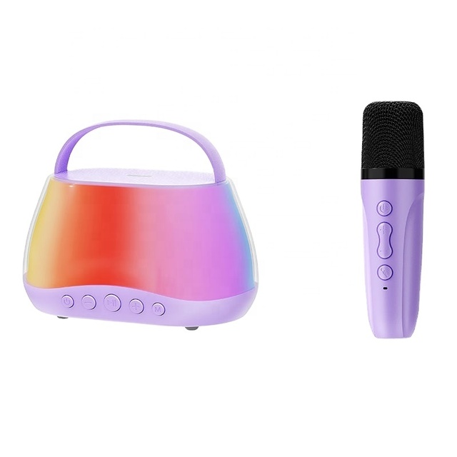 2025 Hot-Selling Mini Microphone Karaoke Machine Carpool Voice Changer Speaker LED Lights Autotune Party Use Battery Powered