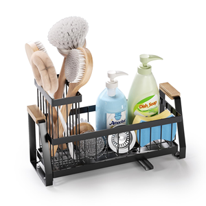 Distributeur de savon 3-en-1 en acier inoxydable, support d'éponge et organiseur d'évier pour accessoires de cuisine - Product Image 1