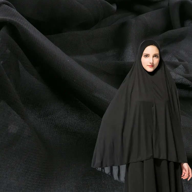 Müslüman İslam arap polyester 30D yün şifon resmi siyah abaya başörtüsü niqab burka kumaş