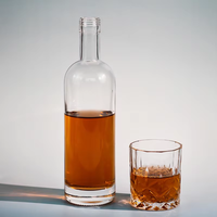 Fournisseurs de bouteilles de vin et de vodka en verre flint de forme ronde avec étiquette personnalisée, 200 ml, 375 ml, 500 ml, 700 ml, 750 ml, 674 g