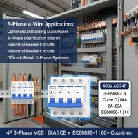Disjoncteur 4P MCB 400V 6kA ADB3-63 Corps large Courbe C 6A-63A Disjoncteur triphasé IEC60898-1 CE CB CCC OEM ODM