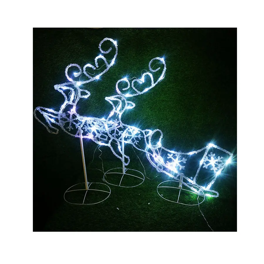 Keranjang Rusa Terbang Akrilik Warna-warni 72L, Dekorasi Natal Luar Ruangan Tahan Air, Lampu LED Lompat Flash