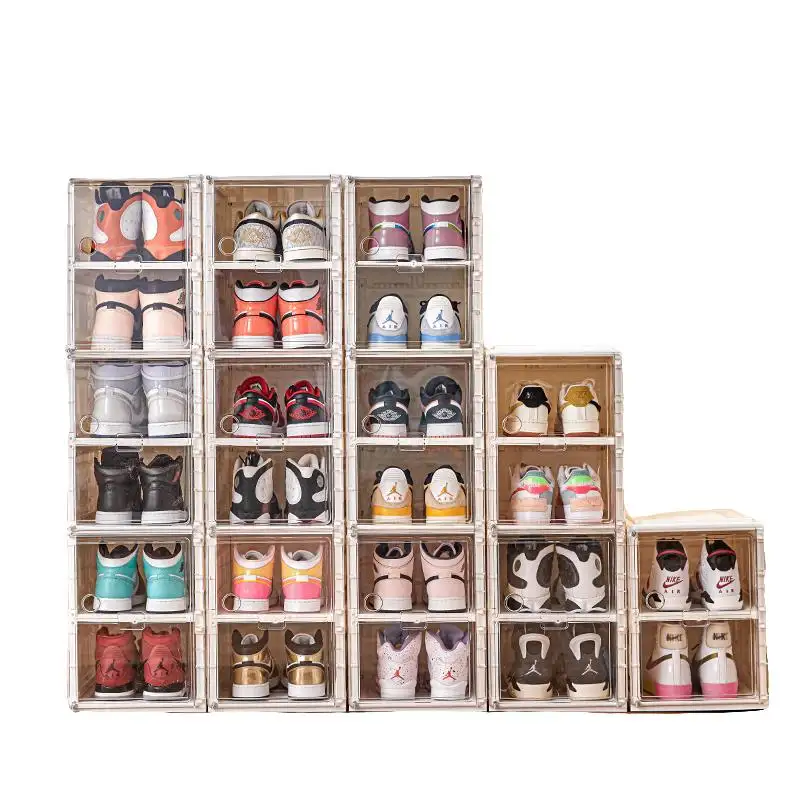 Organisateur de chaussures de ménage anti-oxydation organisateur de boîte à chaussures Transparent empilable pour le stockage de baskets pour hommes