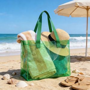 Ice Color <b>Pvc</b> Wine Tote With Webbing Handle Jelly Packaging Flower Gift Bag - Product Image 2
