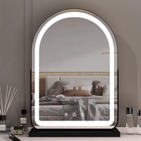 LED Electronic for Arch Shape Freestanding Touch Switch Metal Frame Glass Personalized Desktop Makeup Mirror