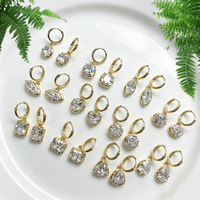Boucles d'oreilles pendantes en or 18 carats avec pierres de zircone cultivées en laboratoire pour femmes
