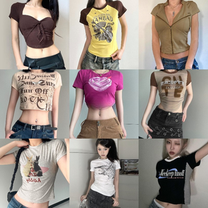 Camiseta <span class=keywords><strong>de</strong></span> Cuello Redondo para Mujer, Talla Grande, Camiseta <span class=keywords><strong>de</strong></span> Manga Corta para Mujer, Venta al por Mayor, Verano, 100% Algodón, Estilo Casual Versátil - Product Image 2