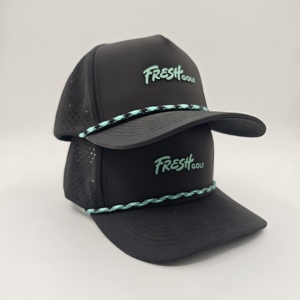 Gorra de Golf Funcional de Cinco Paneles, Sólida e Impermeable, con Emblema de Silicona Personalizado, Bajo MOQ, OEM, Perforada con Láser, Transpirable, Protección Durante Todo el Día - Product Image 3