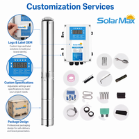 Pompe solaire DC SolarMax 600W 48V en acier inoxydable pour le Sénégal et le Burkina Faso, faible pression 0.8HP, débit max 3.5m³/h, portée 70m, pour usage domestique