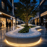 Banc en résine de béton transparente UHPC, ciment lumineux GRC, siège de piscine en forme d'arc, éclairage nocturne en pierre Tyco