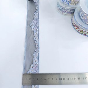<strong>Wave</strong> <strong>Lace</strong> Net Gauze Embroidery Wrapped Edge <strong>Sequins</strong> <strong>Lace</strong> for Curtain Dress - Product Image 2