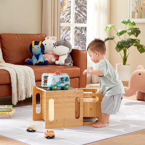 Montessori 4 trong 1 Montessori cai sữa bảng và ghế thiết lập với bảng đen và lật Ghế trẻ em Tre hoạt động bảng bước Phân - Product Image 4